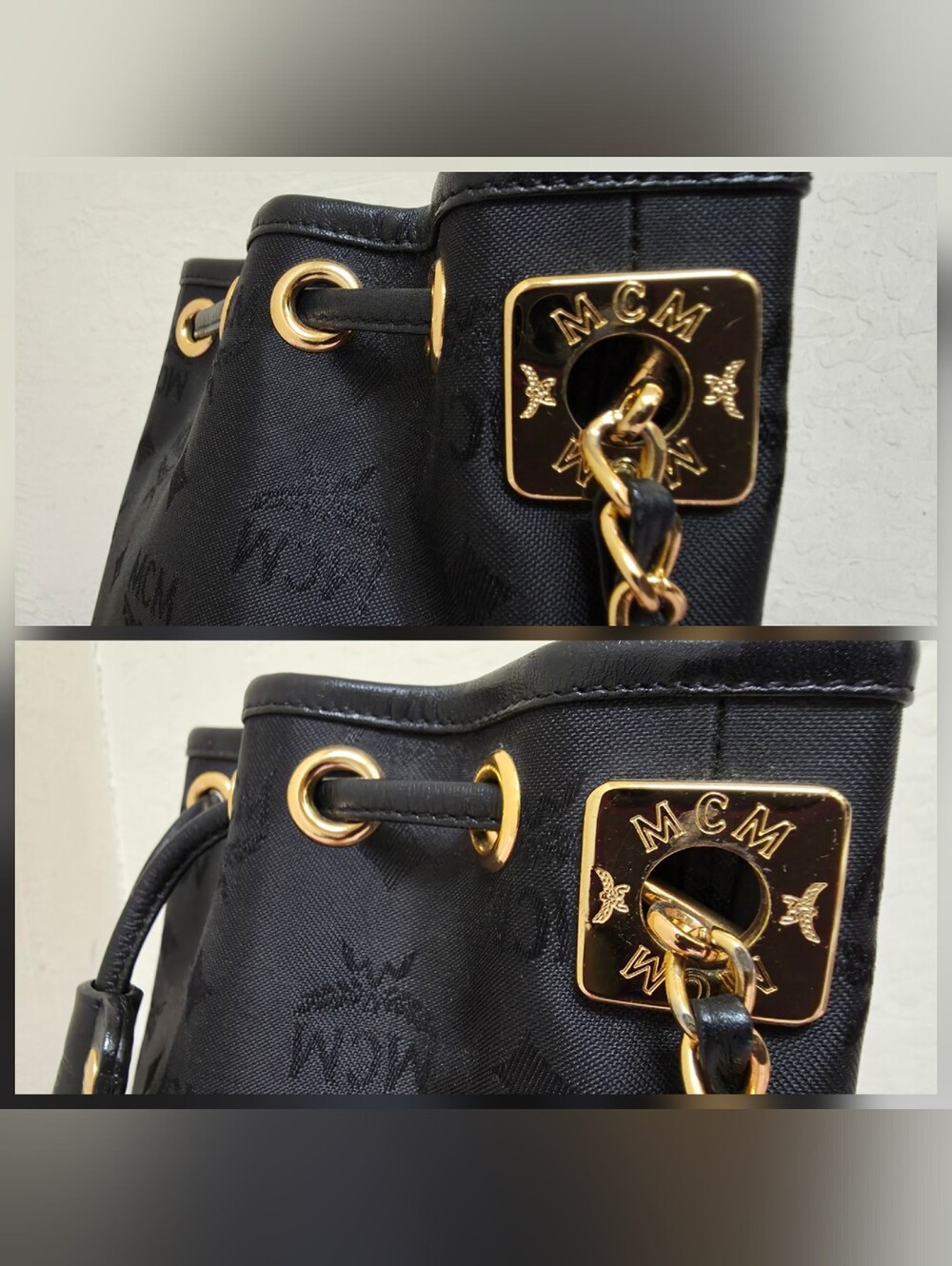 MCM Nylon Drawstring Very Long Handle Crossbody Bag Vintage AUTHENTIC - Picture 13 of 14